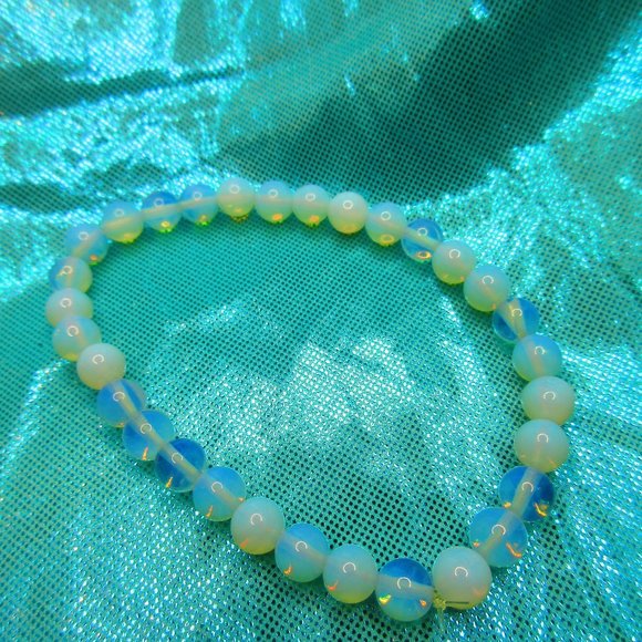 Opalite 6mm Round 7" Stretchy Gemstone Bracelet - Picture 2 of 3